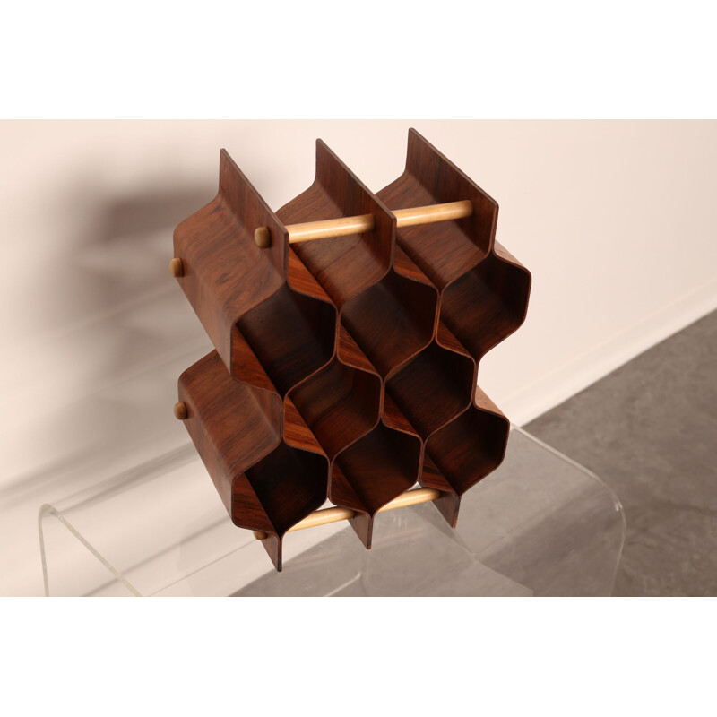 Vintage rosewood wine rack by Torsten Johansson Denmark 1960s