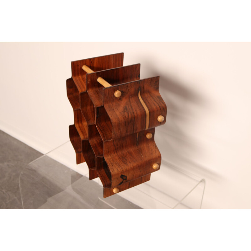 Vintage rosewood wine rack by Torsten Johansson Denmark 1960s