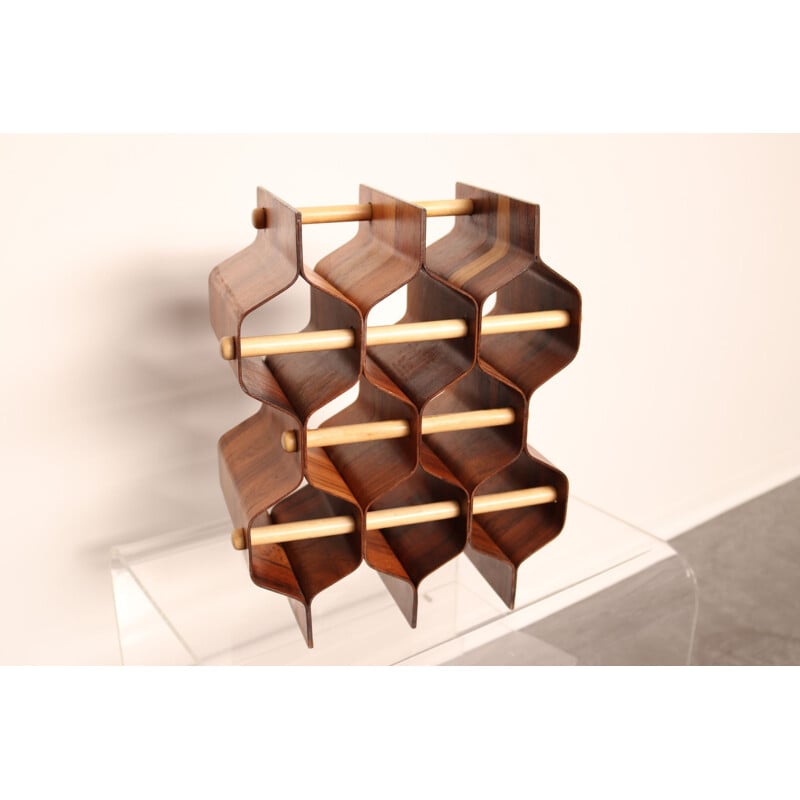 Vintage rosewood wine rack by Torsten Johansson Denmark 1960s