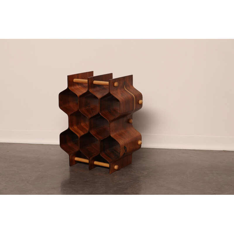 Vintage rosewood wine rack by Torsten Johansson Denmark 1960s