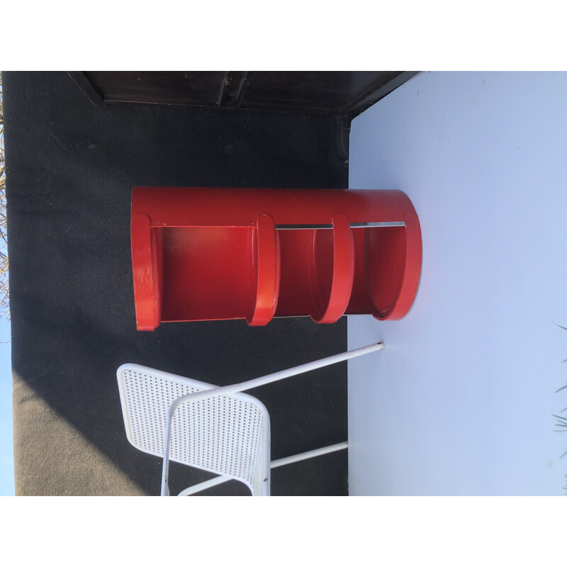 Vintage shelf in red lacquered cardboard by Jean Louis Avril, 1967