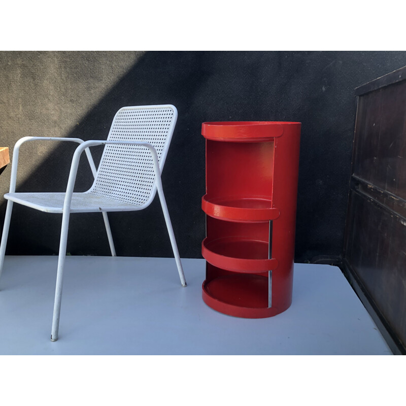 Vintage shelf in red lacquered cardboard by Jean Louis Avril, 1967