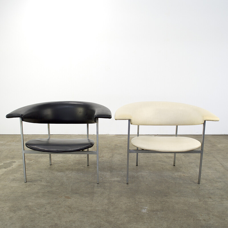 Pair of Gaasbeek & Van Tiel "Gamma" armchairs in leatherette, Rudolf WOLF - 1960s