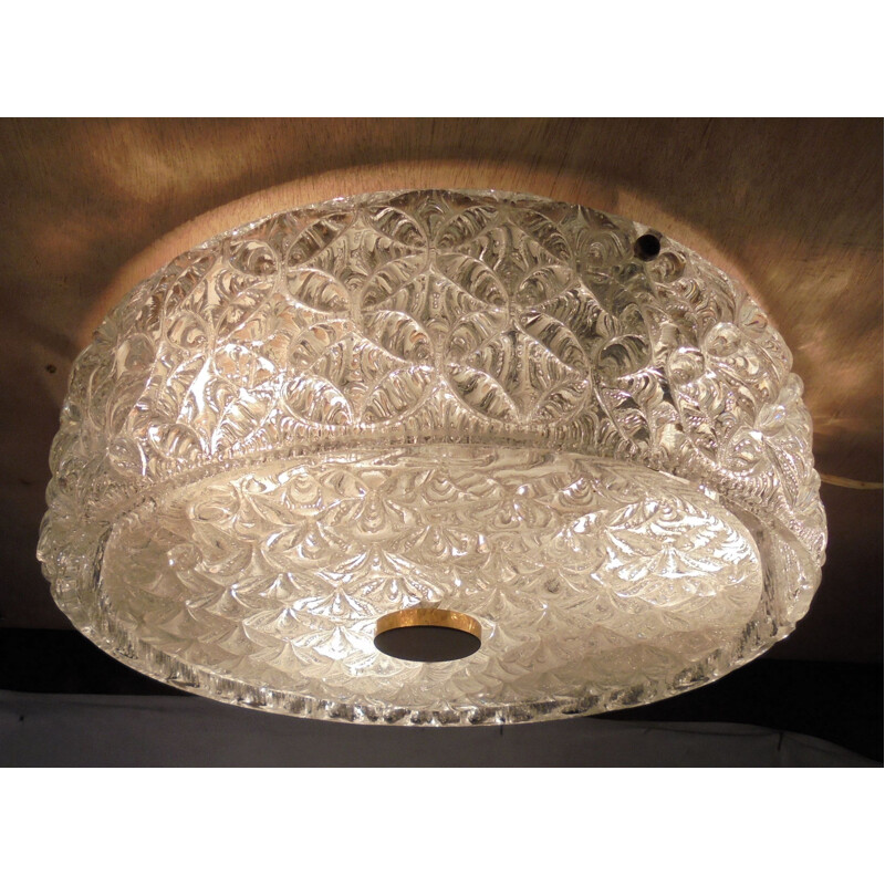 Vintage glass ceiling lamp 1970s