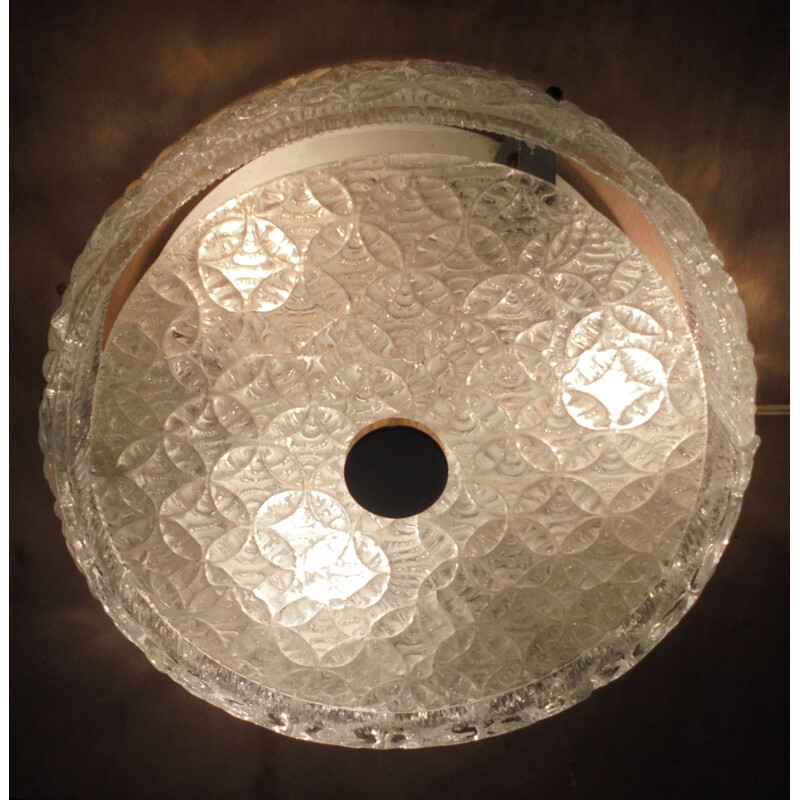 Vintage glass ceiling lamp 1970s