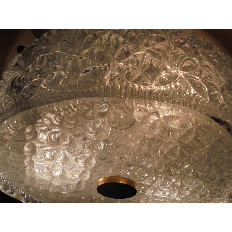 Vintage glass ceiling lamp 1970s