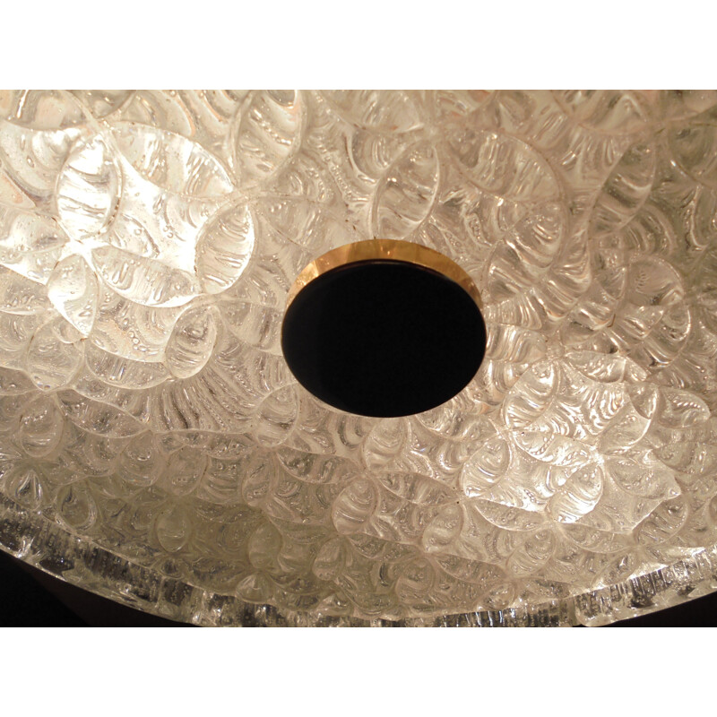 Vintage glass ceiling lamp 1970s