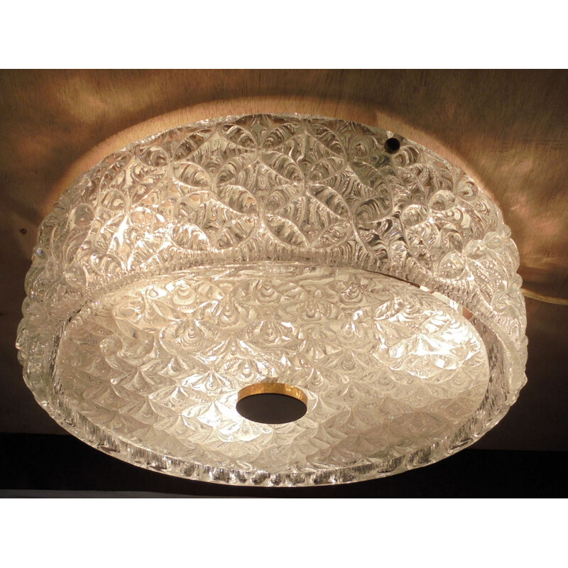 Vintage glass ceiling lamp 1970s