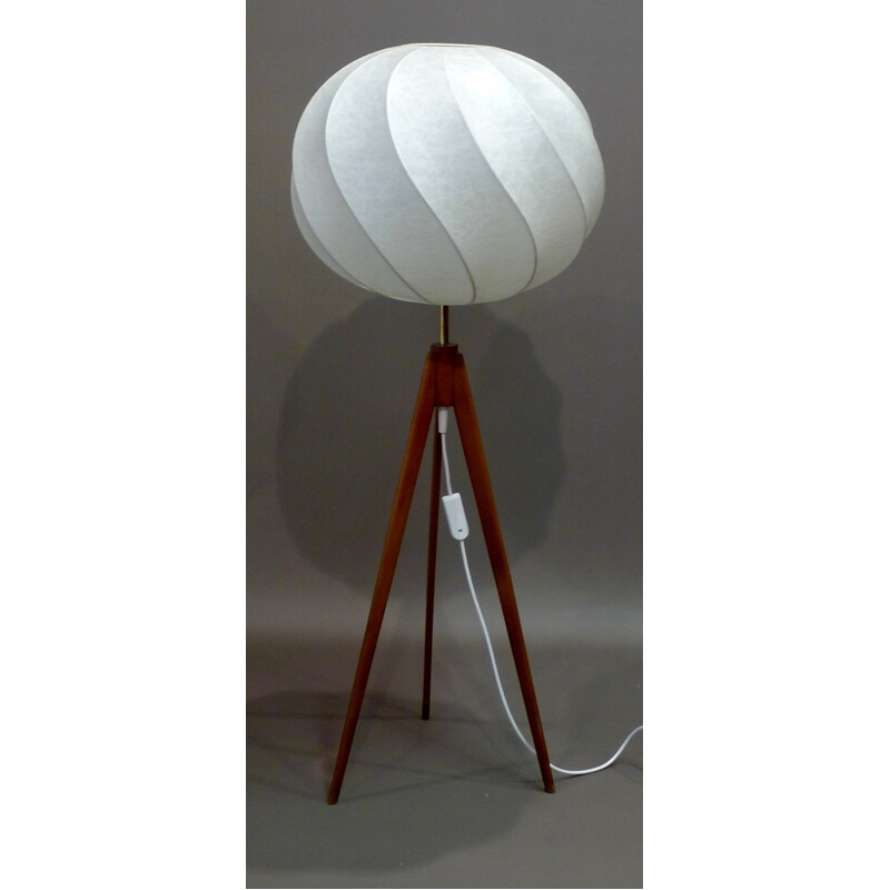 Scandinavian tripod floor lamp in teak - 1960s