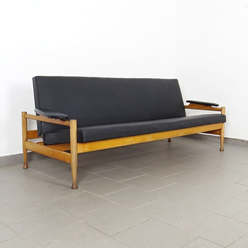 Vintage leatherette sofa bed