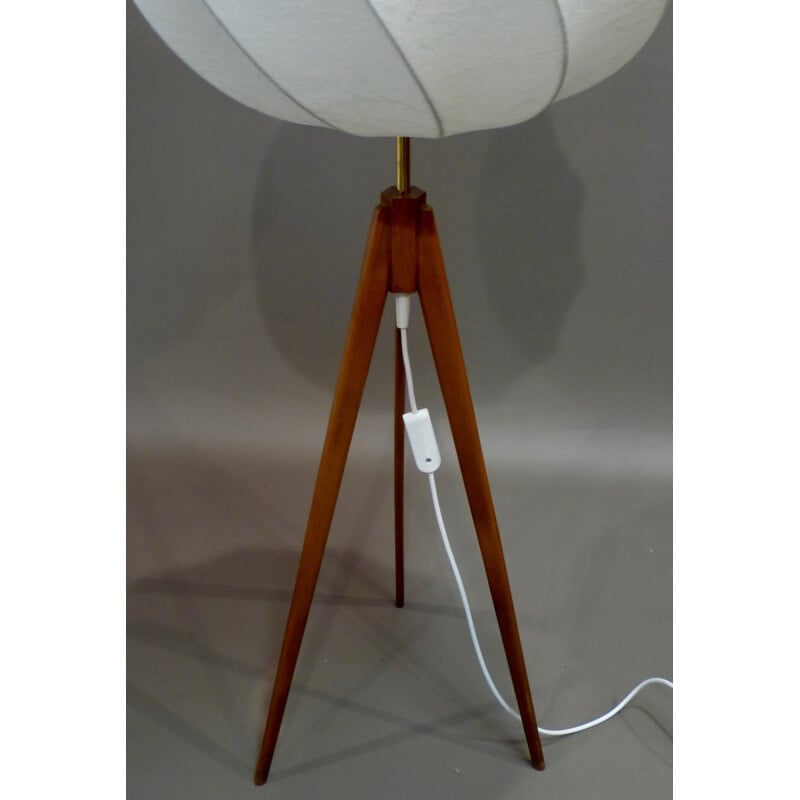 Scandinavian tripod floor lamp in teak - 1960s