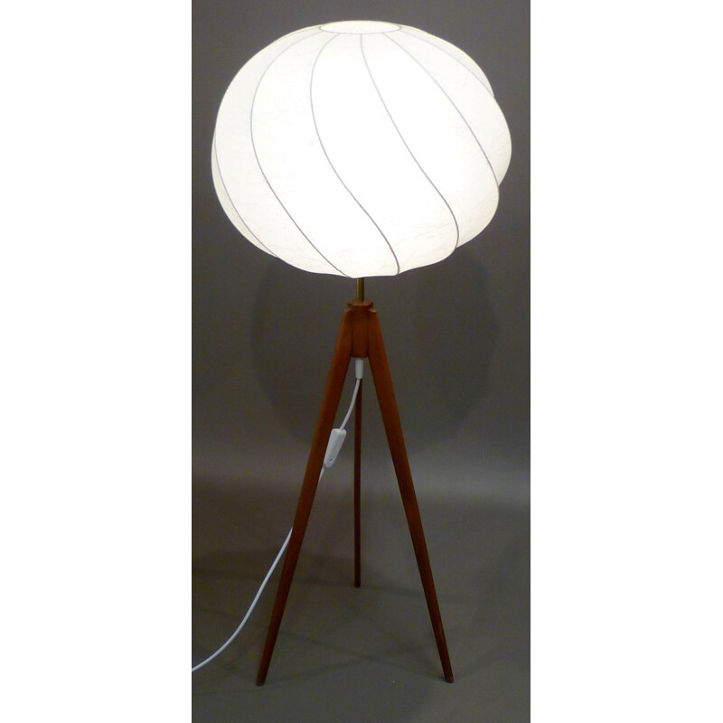 Scandinavian tripod floor lamp in teak - 1960s