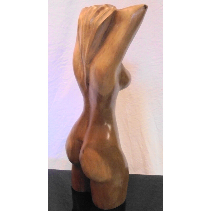 Vintage wooden sculpture of a nude woman from the 1950s