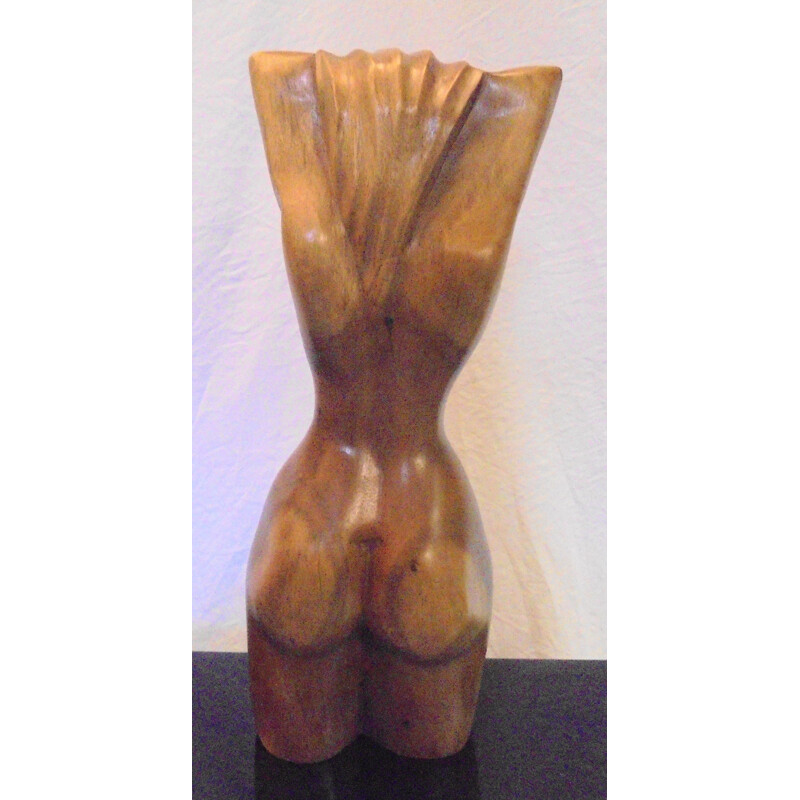 Vintage wooden sculpture of a nude woman from the 1950s