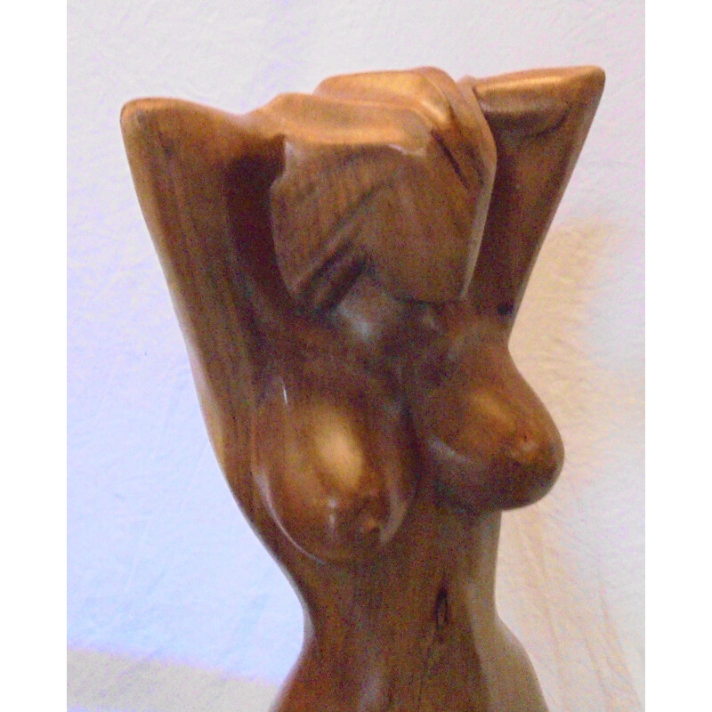 Vintage wooden sculpture of a nude woman from the 1950s