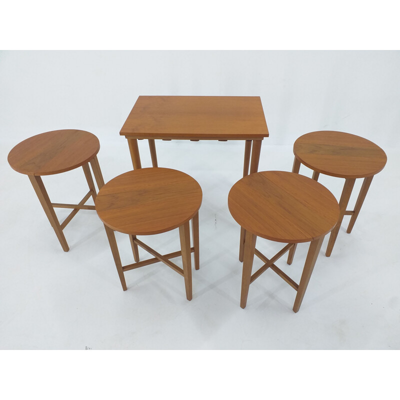 Vintage stools and table by Poul Hundevad Denmark 1960s