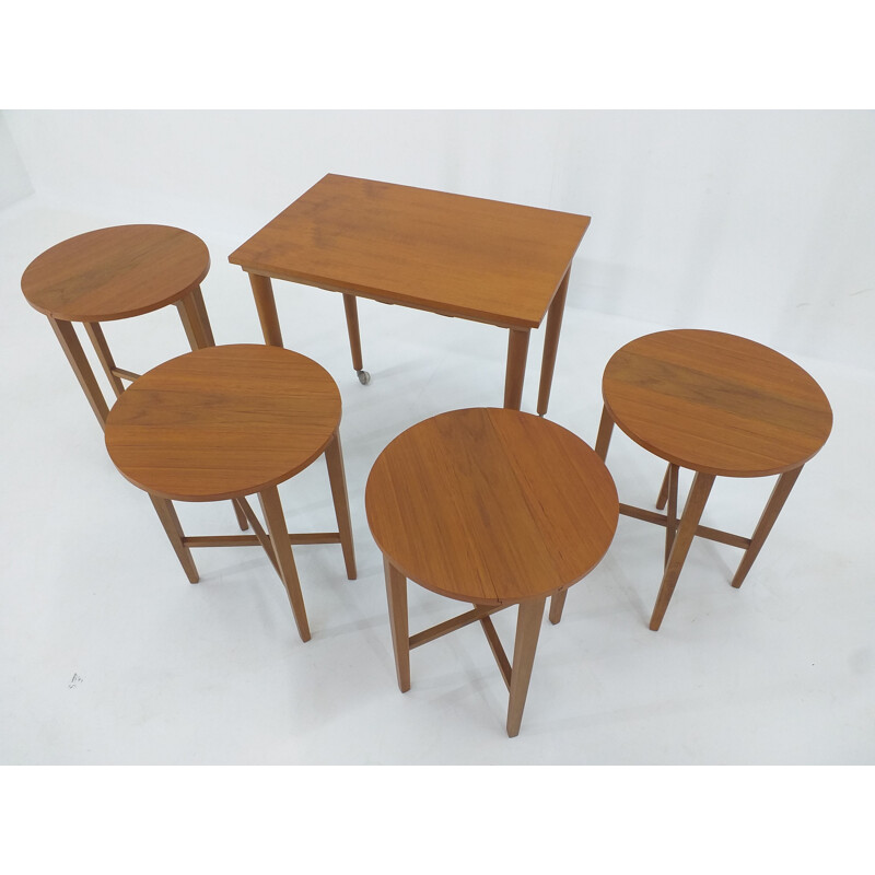 Vintage stools and table by Poul Hundevad Denmark 1960s