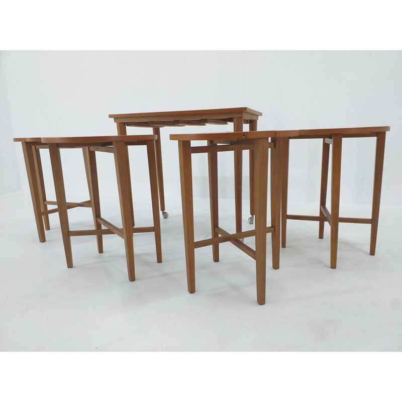 Tabourets et table vintage par Poul Hundevad Danemark 1960