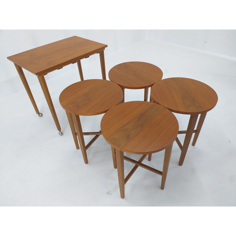 Sgabelli e tavolo vintage di Poul Hundevad Danimarca 1960