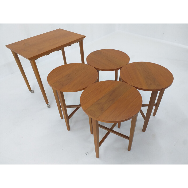 Vintage stools and table by Poul Hundevad Denmark 1960s