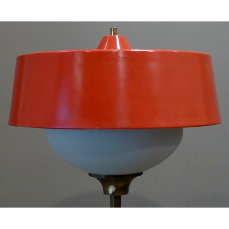 Mid-century Scandinavian floor lamp in metal and opaline - 1950s