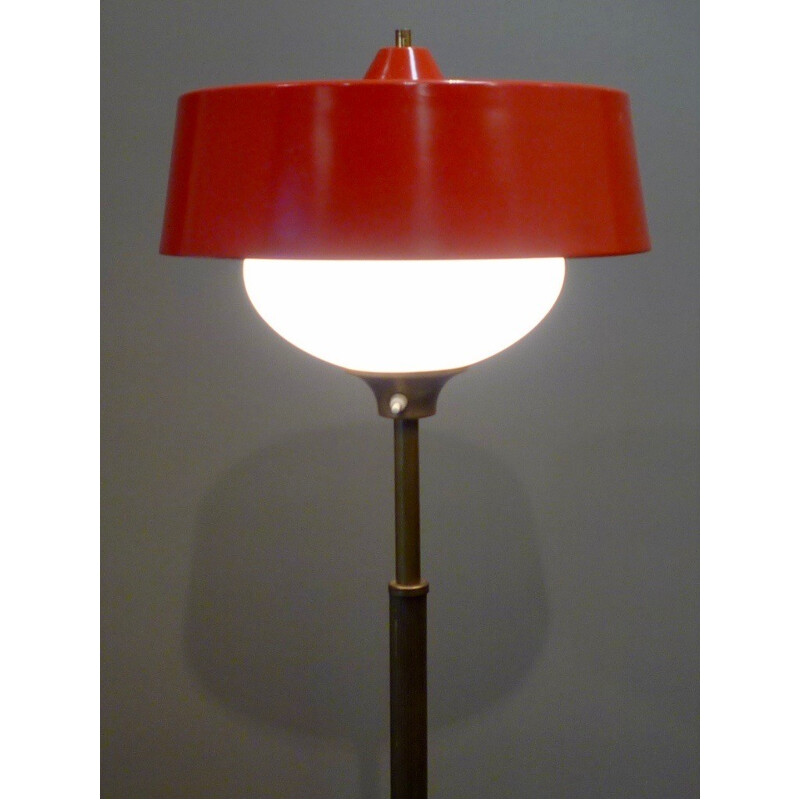 Mid-century Scandinavian floor lamp in metal and opaline - 1950s