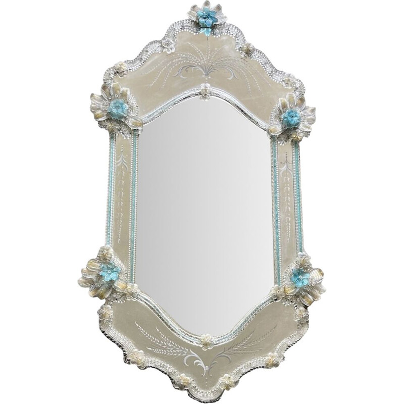 Espejo vintage de cristal de Murano, 1960