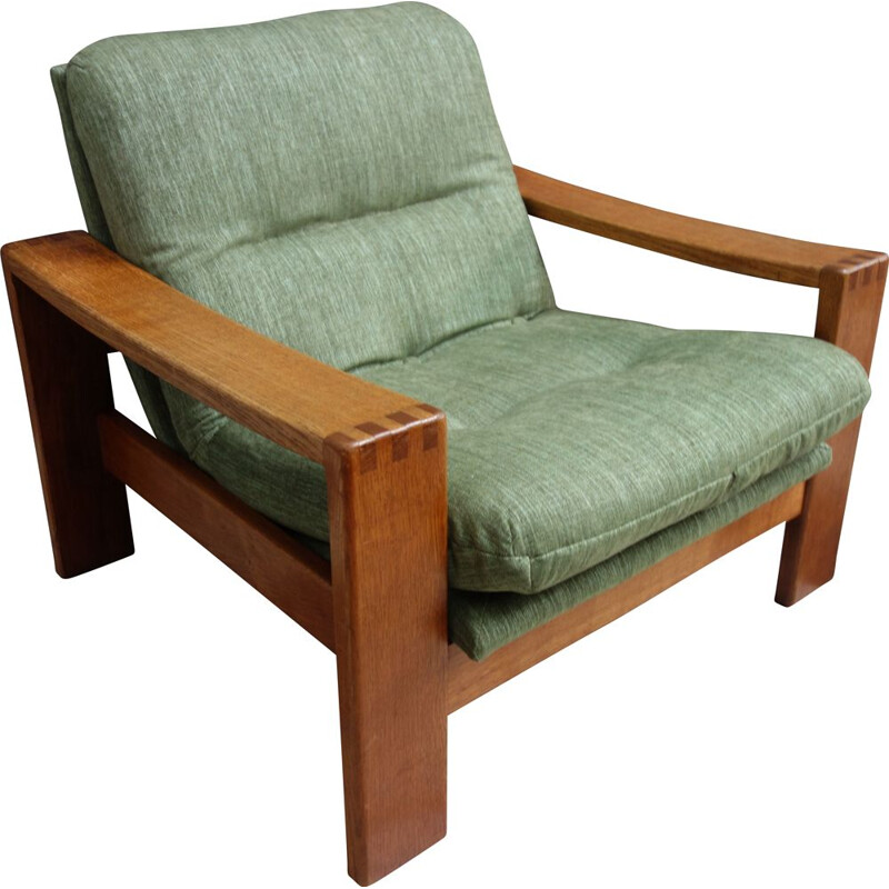 Vintage Teak armchair in Green upholstery 1970s