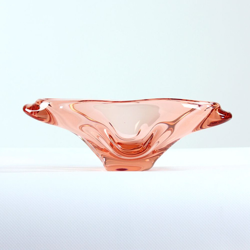 Vintage artistic glass bowl by Josef Hospodka 1960s