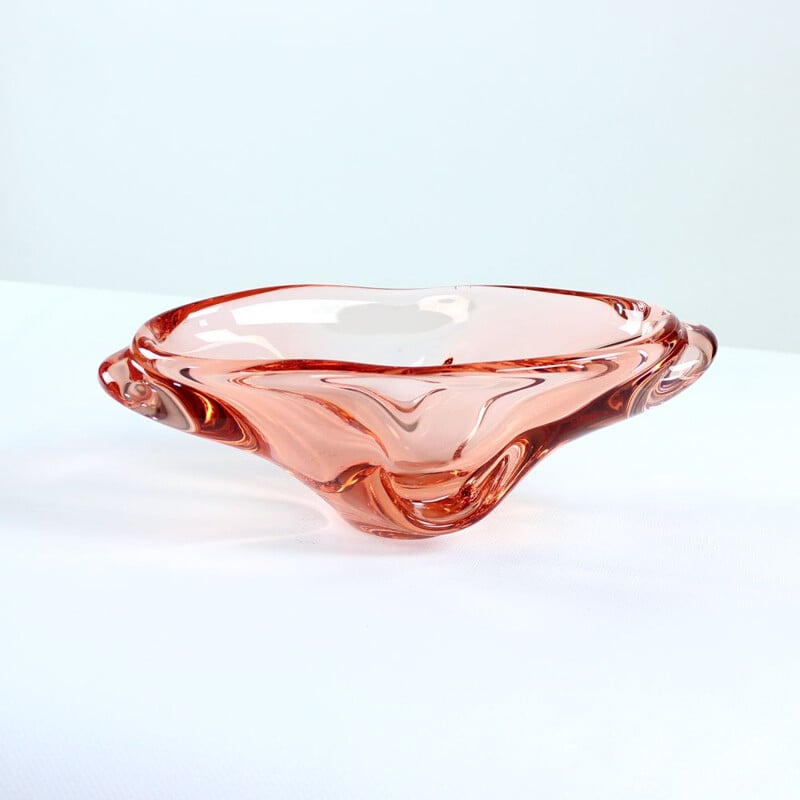 Vintage artistic glass bowl by Josef Hospodka 1960s