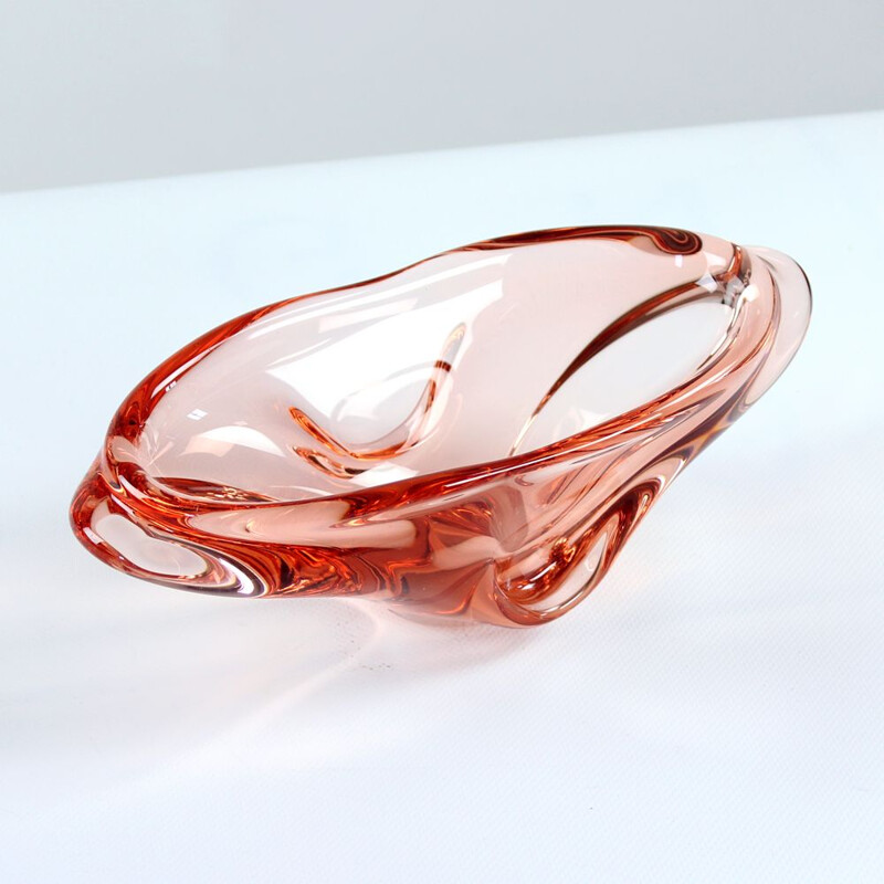 Cuenco de cristal artístico vintage de Josef Hospodka 1960