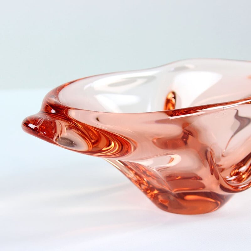 Vintage artistic glass bowl by Josef Hospodka 1960s