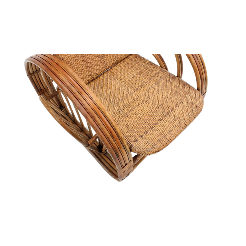 Vintage rattan armchair Italy 1950s