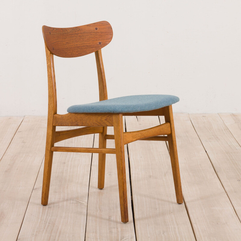 Lot of 4 vintage chairs upholstered in wool Denmark 1960s