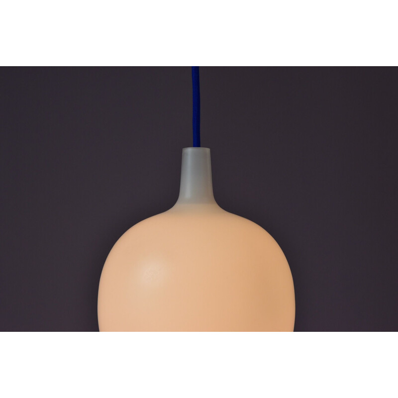 Vintage white glass pendant lamp by Jo Hammerborg, Denmark 1963