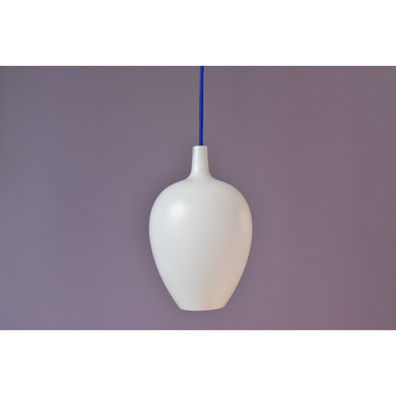 Vintage white glass pendant lamp by Jo Hammerborg, Denmark 1963