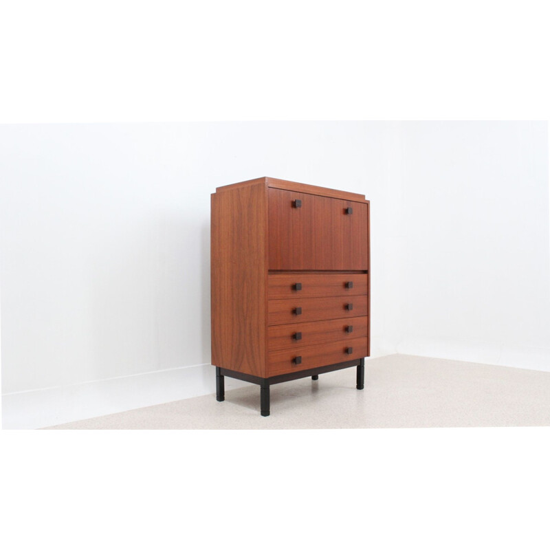 Vintage teak compact wardrobe Italy 1950s