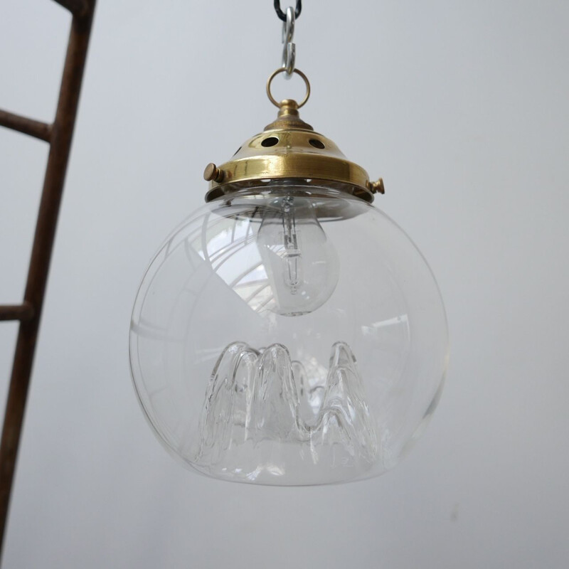 Vintage blown glass pendant lamps fixtures, Italy 1960