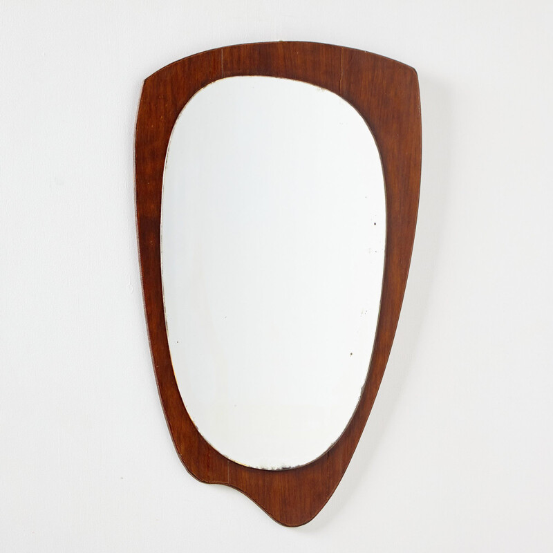 Vintage beechwood framed mirror 1960s