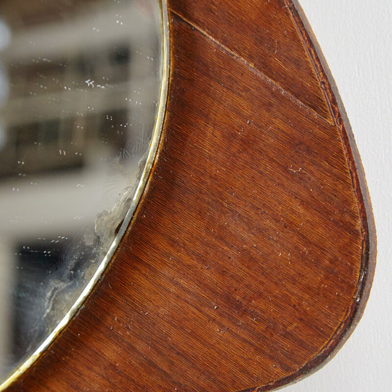 Vintage beechwood framed mirror 1960s