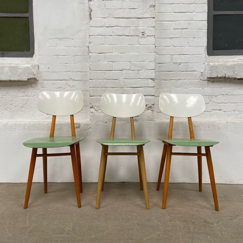 Vintage chairs painted in white