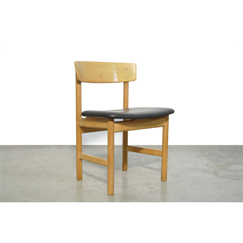 Pair of 6 vintage oak chairs 3236 by Børge Mogensen Denmark 1956s