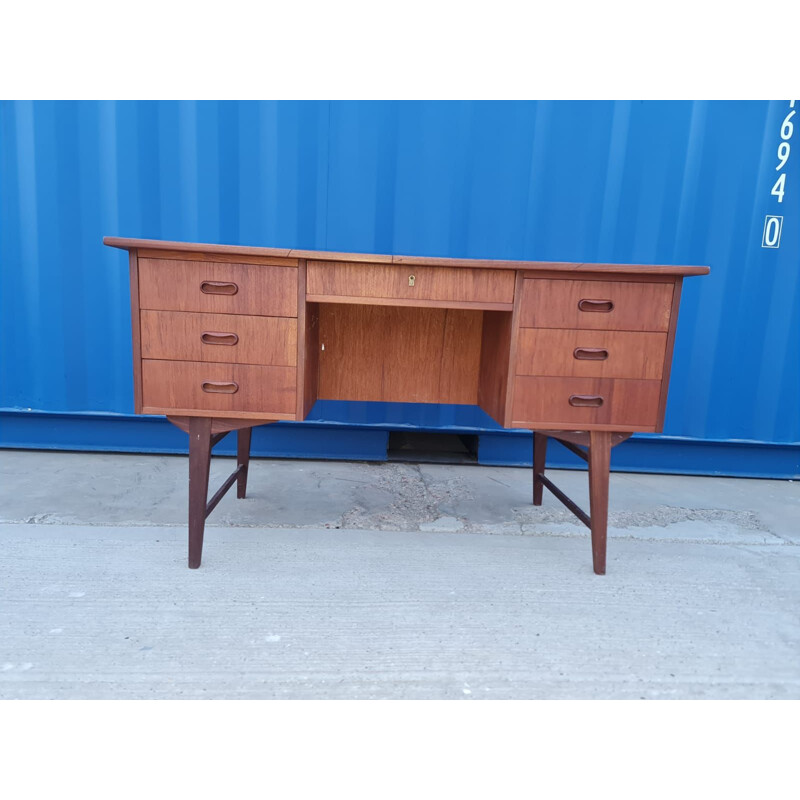 Vintage teak free standing desk Denmark 1960s