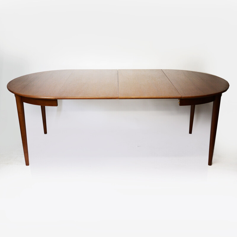 Danish Teak Round Extending Dining Table by Skovmand & Andersen, 1960s