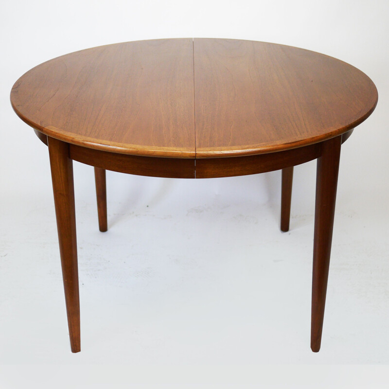 Danish Teak Round Extending Dining Table by Skovmand & Andersen, 1960s