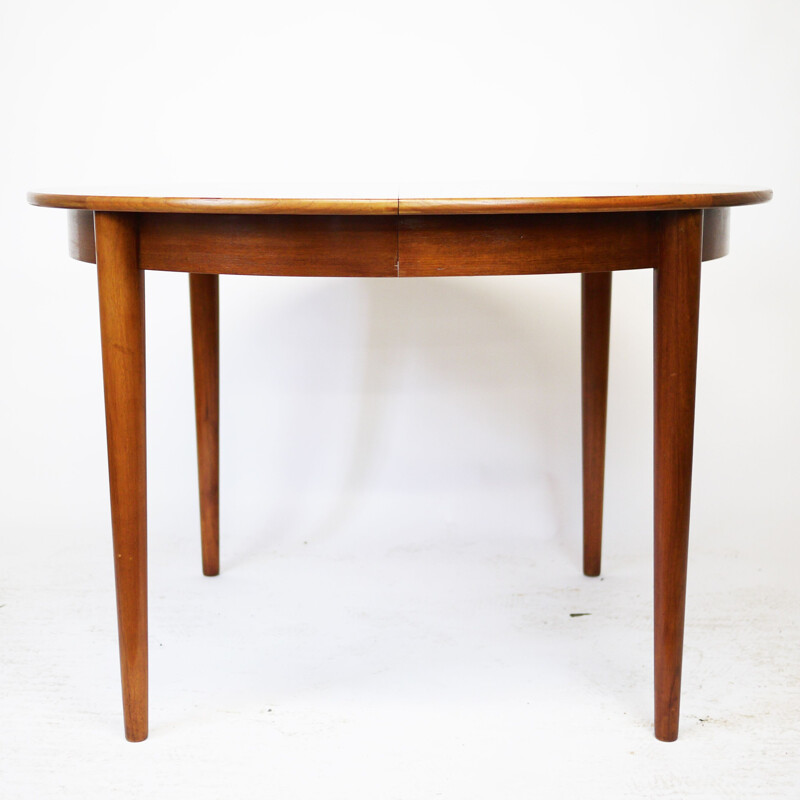 Danish Teak Round Extending Dining Table by Skovmand & Andersen, 1960s