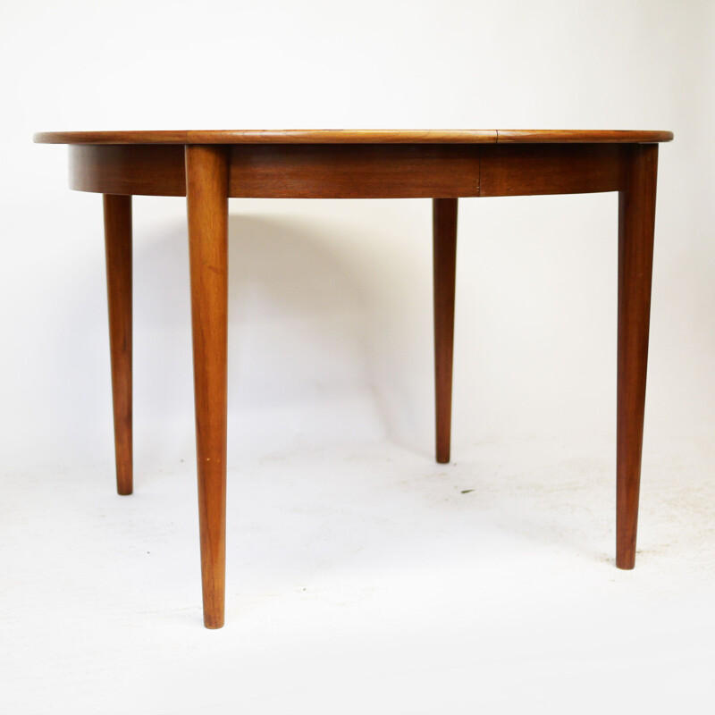 Danish Teak Round Extending Dining Table by Skovmand & Andersen, 1960s