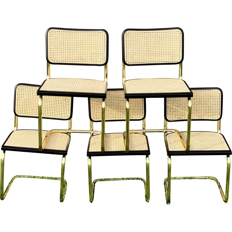 Set of 5 vintage Cesca B32 chairs by Marcel Breuer