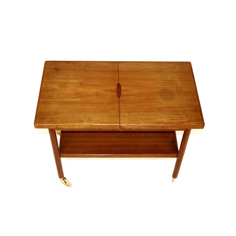 Vintage teak rolling dessert table by kurt ostervig for jason møbler, Denmark 1960