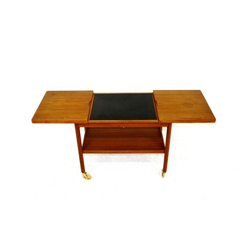 Vintage teak rolling dessert table by kurt ostervig for jason møbler, Denmark 1960